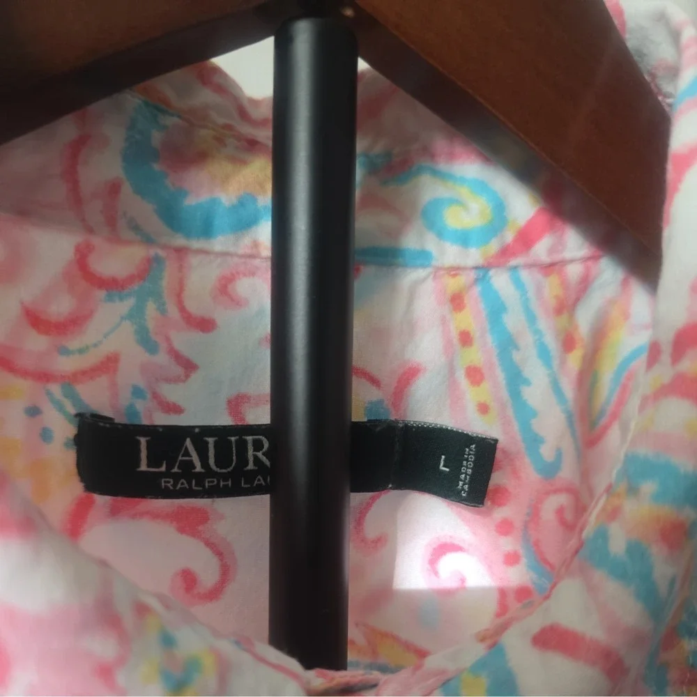 2017 Lauren Ralph Lauren Pastel Colorful Paisley Sleep Shirt Size Large